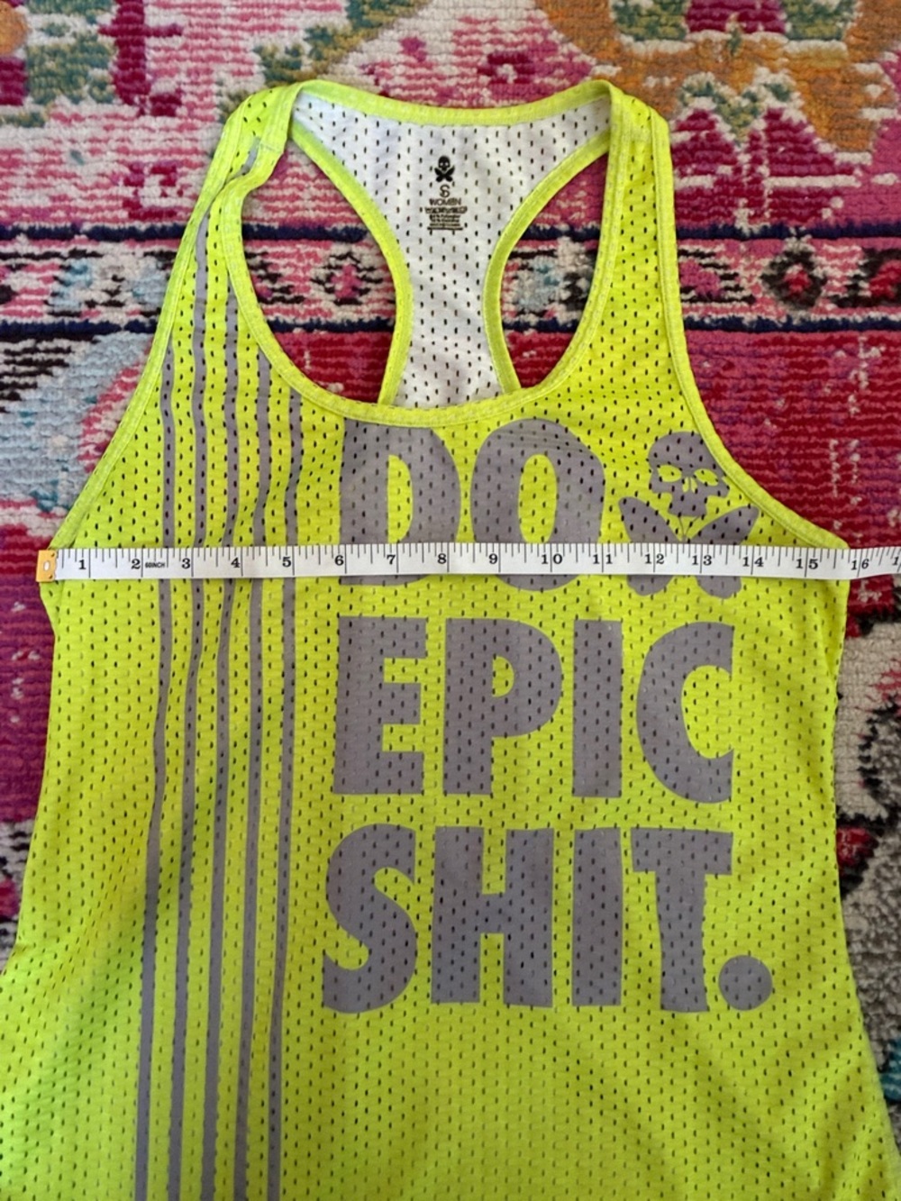 Betty Designs Neon Yellow Racerback Run Tank Do Epic Shit size small - Picture 3 of 5